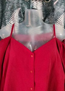 Red Cold Shoulder Top