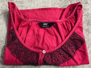 MAX - Red Embroidered Tunic Top