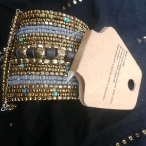 Metallic Beaded &amp; Stacked Bracelet