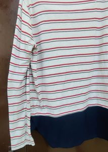 Full Sleeves White Striped T-shirt