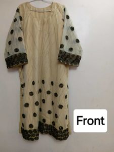 Plus Size Ribbon Work Kurti + Dupatta