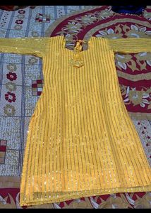 Yellow Sequin Kurti With Heavy Salwar