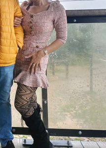 Pink Tweed Mini Dress