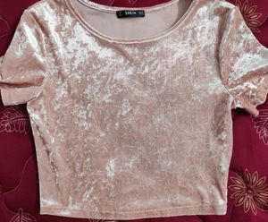 Peach Velvet Crop Top