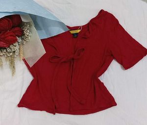 Red Cute Tie Top