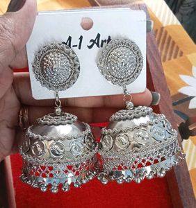 Oxidised Silver Jhumkas
