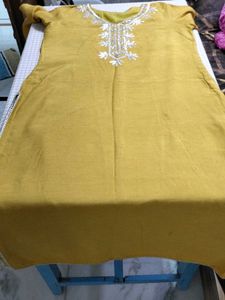 Embroidered Mustard Kurti