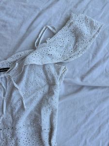 Schiffli Cotton White Playsuit