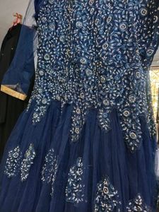 BEAUTIFUL DARK BLUE GOWN WITH NET DUPATTA