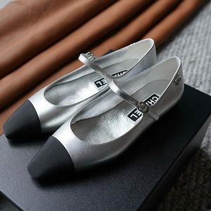 Chanel Silver Mary Jane Flats