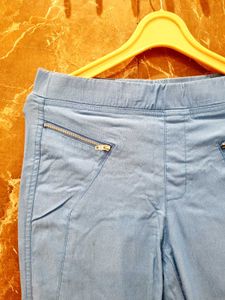 Light Blue Zipper Pocket Pants