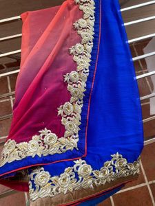 Elegant Blue &amp; Pink Saree