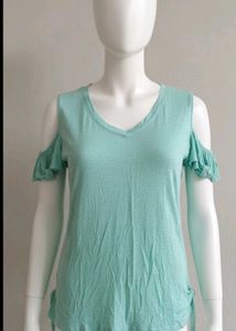 Down Shoulder Ruffle Top