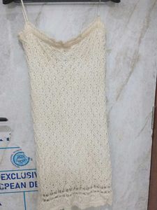 Cream Crochet Mini Dress