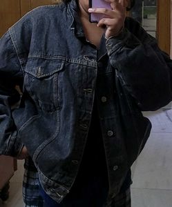 Vintage/Korean charcoal grey Denim Jacket