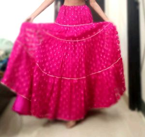 Pink Tiered Maxi Skirt