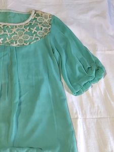 Mint Green Cute Top with Lace Detail