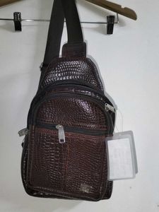 Stylish Leather Brown Sling Bag - UNISEX