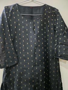 Black Chanderi Kurta