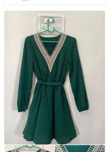 Green V-Neck Dress