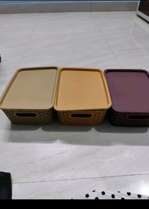 Pack Of 3 Multipurpose Storage Basket With Lid..