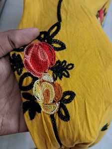 Floral Embroidered Yellow Dress🌻💖