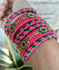 Pink &amp; Green Bangle Set