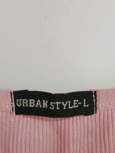Pink Ribbed Crop Tank