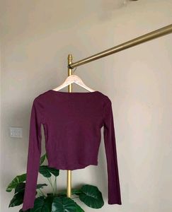 Zara Burgundy Fitted Top