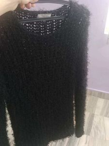 Black Fuzzy Knit Sweater