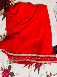 Elegant Designer Red Embroidered Saree