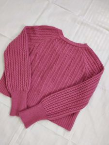 Women Cable Knit Pink Cardigan 🧶