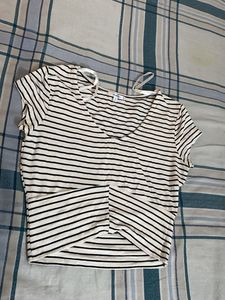 Striped V-Neck Crop Top
