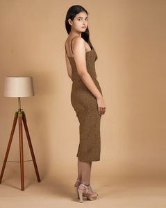 Gold Bodycon Midi Dress