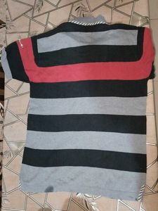 Striped short-sleeve polo shirt