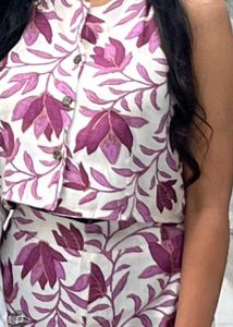 Floral Print co ord- cut sleeves and collar top