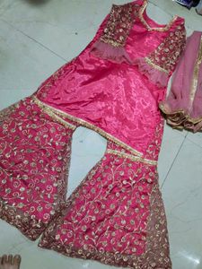 Elegant redish Garara with golden embroidery
