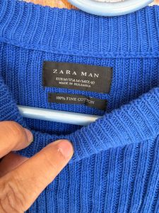 Zara Blue Long Sleeve Knit Sweater