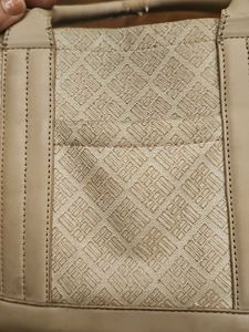 Patterned Beige Tote Bag