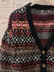 Navy Blue Button Sweater