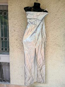 Silver Bustier Maxi Dress