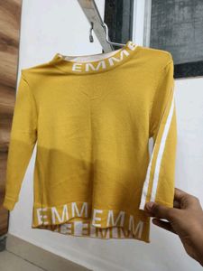 Yellow Mustardish Fitted Crop Top