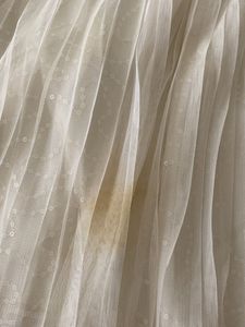 Cream Pleated Tulle Skirt