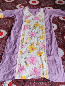 Floral White And Pink Kurti