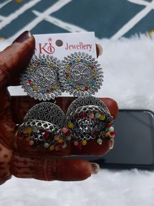 Beautiful Oxidised Zhumka Earrings