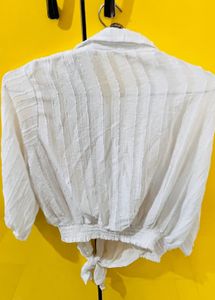 Elegant White Tie-Front Blouse