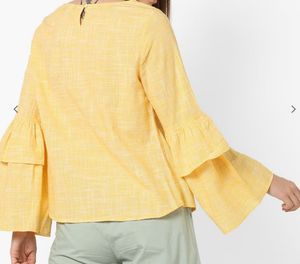 Yellow Ruffle Sleeve Blouse