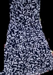 Blue And White Geomatrical Print Georgette Dress