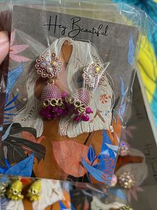 Jhumka Earrings pack of 2 Random color