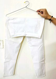 Women White Ankle Length Leggings